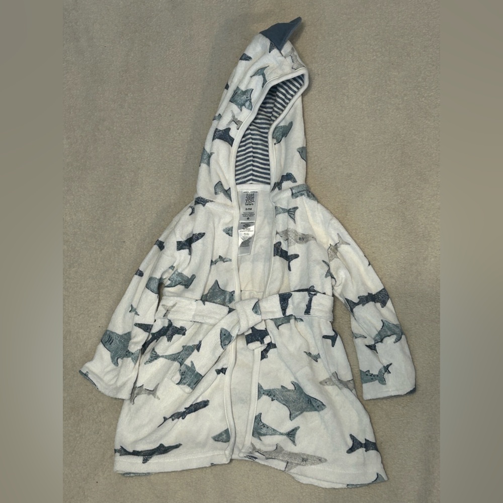 Carter's Blue and White Hooded Shark Robe